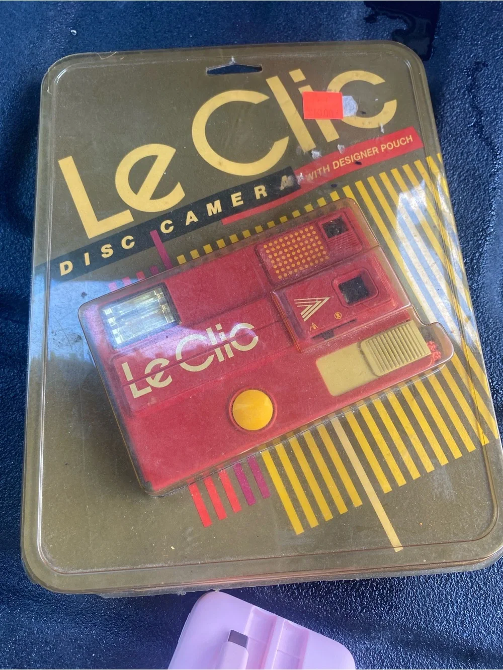 Vintage Le Clic Red Disc Camera with Designer Pouch